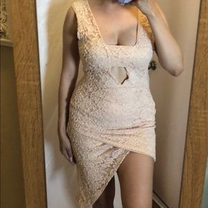 Misguided pink floral lace dress